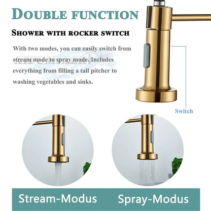 Brushed Gold Kitchen Sink Faucet