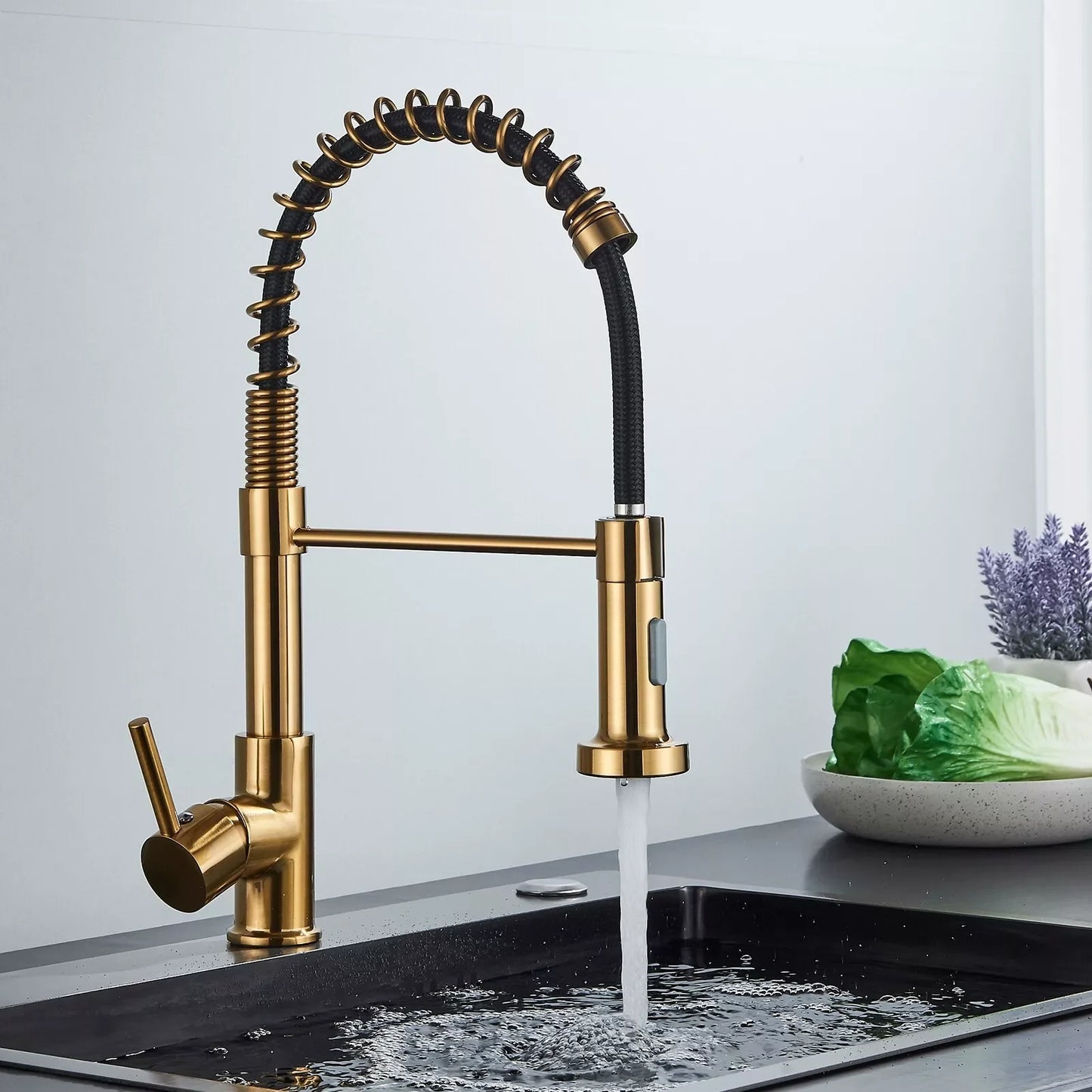 Brushed Gold Kitchen Sink Faucet