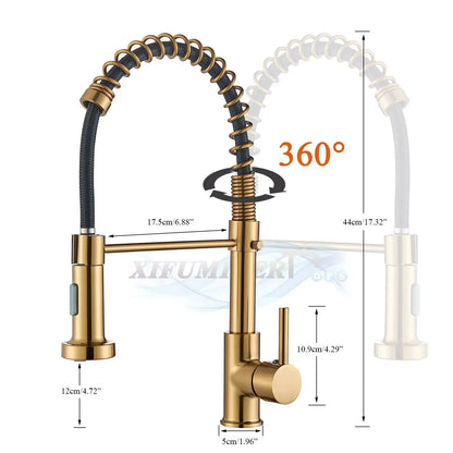 Brushed Gold Kitchen Sink Faucet
