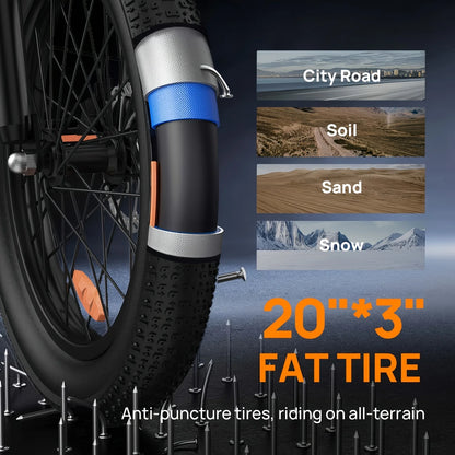 745W 20x3" Fat Tire Electric Bike