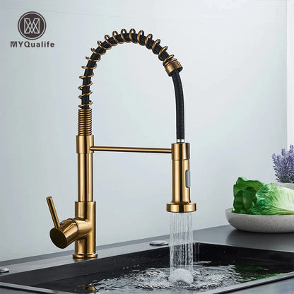 Brushed Gold Kitchen Sink Faucet