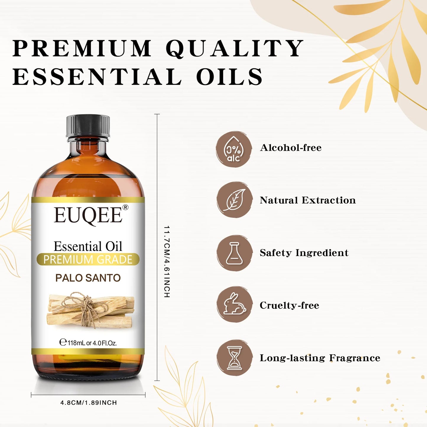 EUQEE 118ml Essential Oil Palo Santo Aromatherapy
